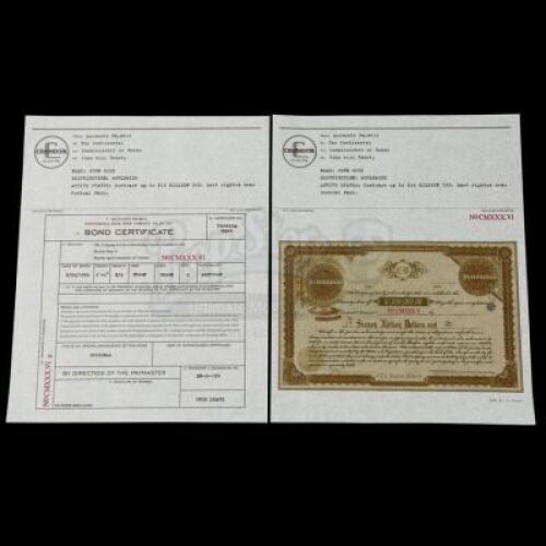 Lot # 162: JOHN WICK: CHAPTER 3 - PARABELLUM - John Wick's 16 Million Dollar Bond and Certificate