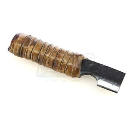 Lot # 213: JOHN WICK: CHAPTER 3 - PARABELLUM - John Wick's SFX Antique Fight Rugged Leather-Bound Handle Half Knife