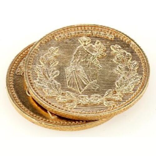 Lot # 358: JOHN WICK: CHAPTER 3 - PARABELLUM - Two High Table Currency Coins