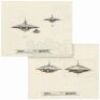Lot #123 - BATTERIES NOT INCLUDED (1987) - Pair of Hand-drawn Ralph McQuarrie "Pop" Spaceship Illustration Sheets