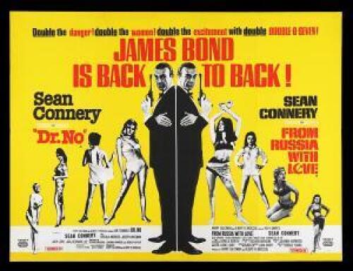 Lot #8 - DR. NO (1962) / FROM RUSSIA WITH LOVE (1963) - UK Quad Double-Bill Poster, 1965 Re-Release
