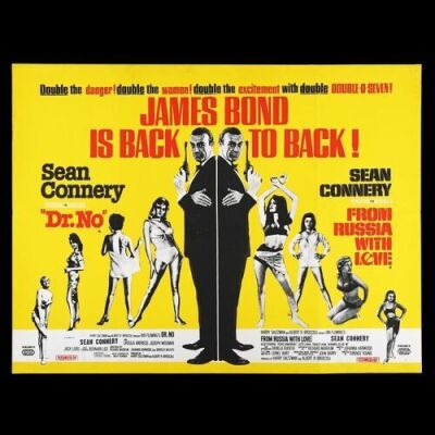 Lot #8 - DR. NO (1962) / FROM RUSSIA WITH LOVE (1963) - UK Quad Double-Bill Poster, 1965 Re-Release