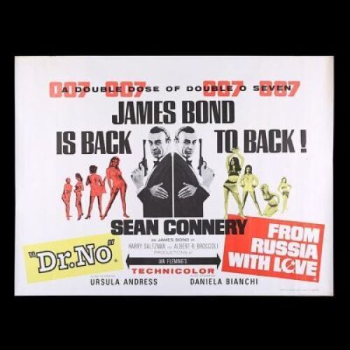 Lot #9 - DR. NO (1962) / FROM RUSSIA WITH LOVE (1963) - UK Quad Double-Bill Poster, 1965 Re-Release