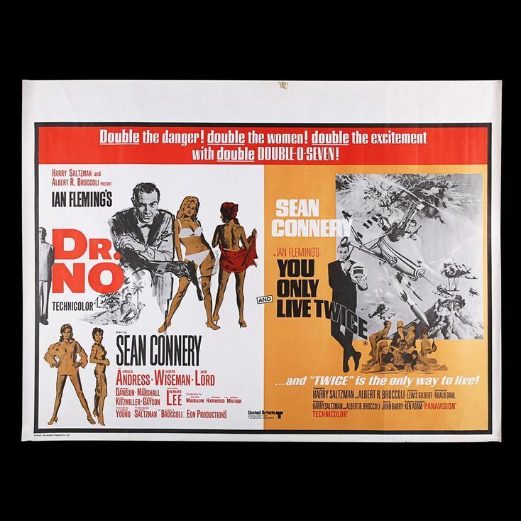 Lot 12 Dr No 1962 You Only Live Twice 1967 Uk Quad Double Bill Poster 1968 Re Release Price Estimate 400 600