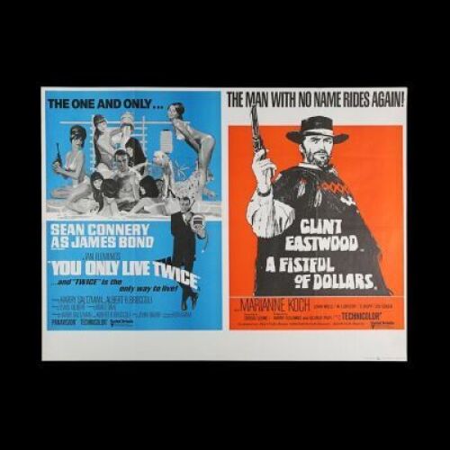 Lot #61 - YOU ONLY LIVE TWICE (1967) / A FISTFUL OF DOLLARS (1967) - UK Quad Double-Bill Poster, 1971 Re-Release