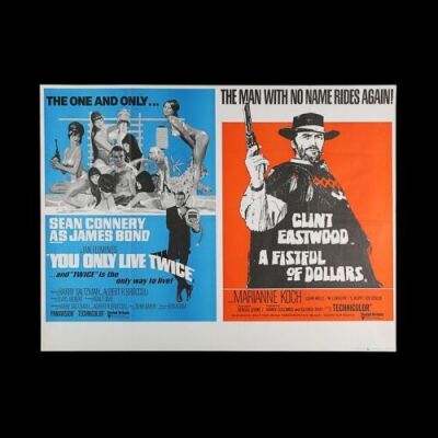 Lot #61 - YOU ONLY LIVE TWICE (1967) / A FISTFUL OF DOLLARS (1967) - UK Quad Double-Bill Poster, 1971 Re-Release
