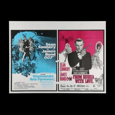Lot #71 - DIAMONDS ARE FOREVER (1971) / FROM RUSSIA WITH LOVE (1963) - UK Quad Double-Bill Poster, 1973 Re-Release
