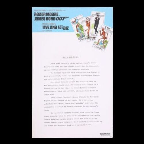 Lot #76 - LIVE AND LET DIE (1973) - Five UK Press Releases, 1973