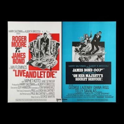 Lot #84 - LIVE AND LET DIE (1973) / ON HER MAJESTY'S SECRET SERVICE (1969) - UK Quad Double-Bill Poster, 1974 Re-Release