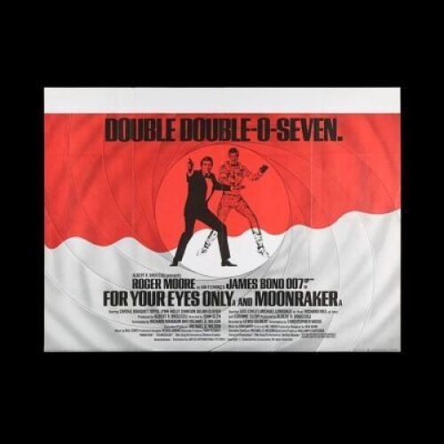 Lot #126 - FOR YOUR EYES ONLY (1981) / MOONRAKER (1979) - UK Quad Double-Bill Poster, 1982 Re-Release