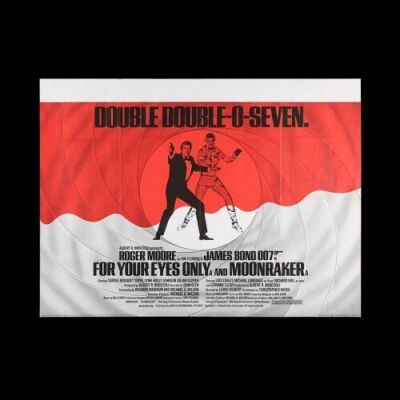 Lot #126 - FOR YOUR EYES ONLY (1981) / MOONRAKER (1979) - UK Quad Double-Bill Poster, 1982 Re-Release