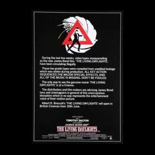 Lot #155 - THE LIVING DAYLIGHTS (1987) - UK "Anti-Piracy" Double-Crown Poster, 1987