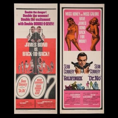 Lot #258 - DR. NO (1962) / FROM RUSSIA WITH LOVE (1963) AND GOLDFINGER (1964) / DR. NO (1962) - Two US Insert Posters, 1965-66 Re-Releases