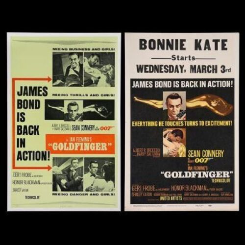 Lot #274 - GOLDFINGER (1964) - Two US Window Cards, 1964 and 1990's Re-Release