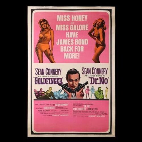 Lot #280 - GOLDFINGER (1964) / DR. NO (1962) - US 40x60 Poster, 1966 Re-Release