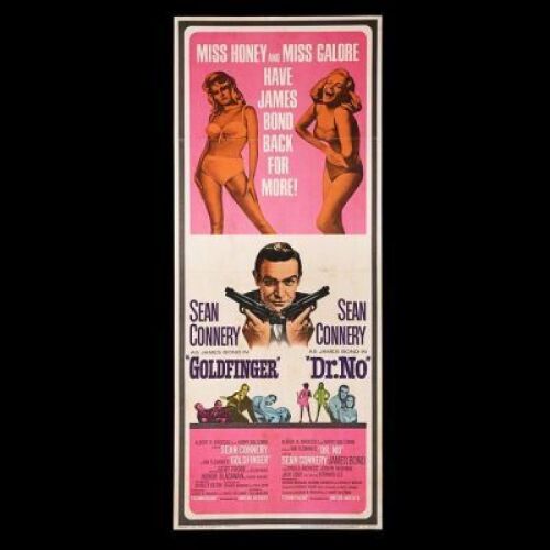 Lot #282 - GOLDFINGER (1964) / DR. NO (1962) - US Insert Poster, 1966 Re-Release