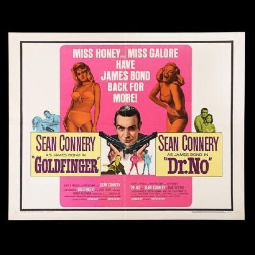 Lot #283 - GOLDFINGER (1964) / DR. NO (1962) - US Half-Sheet Poster, 1966 Re-Release