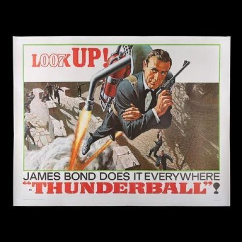 Lot #289 - THUNDERBALL (1965) - Linen-backed US Subway "Look Up!" Advance Poster, 1965