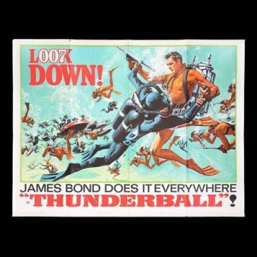 Lot #290 - THUNDERBALL (1965) - US Subway "Look Down!" Advance Poster, 1965