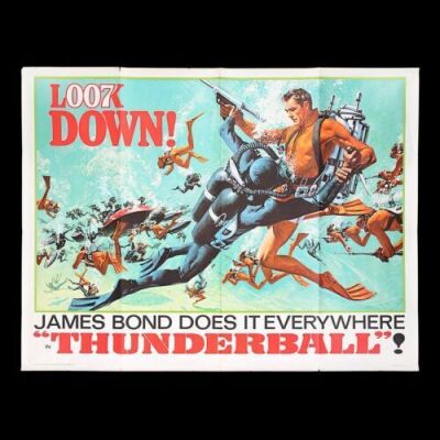 Lot #290 - THUNDERBALL (1965) - US Subway "Look Down!" Advance Poster, 1965