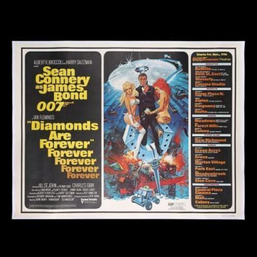Lot #345 - DIAMONDS ARE FOREVER (1971) - Linen-backed US Subway Advance Poster, 1971