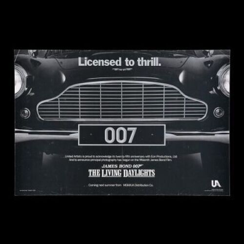 Lot #434 - THE LIVING DAYLIGHTS (1987) - Aston Martin Teaser Promo Poster, 1986