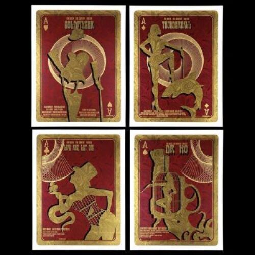 Lot #462 - DR. NO, GOLDFINGER, THUNDERBALL AND LIVE AND LET DIE (1962-73) - James Bond Universal Exports Series One Print Set of Four Posters by Alien Corset, 2012