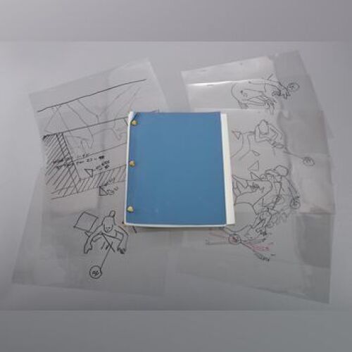 JURASSIC PARK - Printed Storyboard Packet and Hand-Drawn Acetate Animation Cels - Velociraptors in the Kitchen