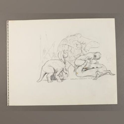 STAR WARS: EPISODE IV - A NEW HOPE - Hand-Drawn Holochess Kintan strider and K'lor'slug Character Sketches by Phil Tippett
