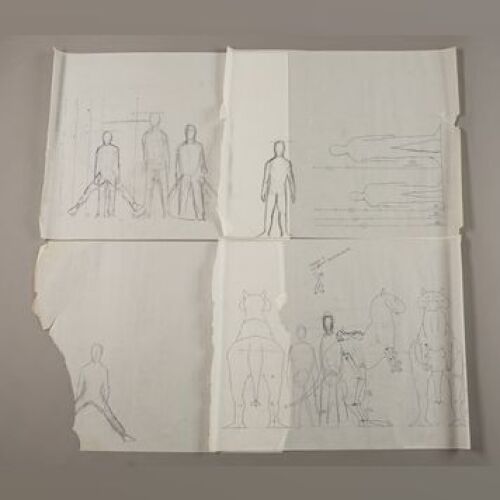 STAR WARS: EPISODE V - THE EMPIRE STRIKES BACK - Hand-Drawn Tauntaun and Rider Concept Drawings by Phil Tippett