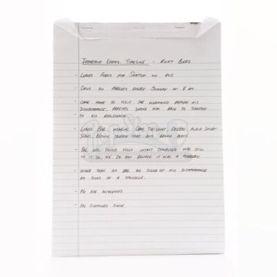 Charlie Swan's Missing Person Notepad