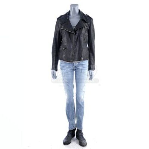 Lot # 39: MARVEL'S JESSICA JONES (TV SERIES) - Jessica Jones' Rooftop Meeting with Luke Cage Costume with Leather Jacket