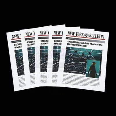 Lot # 366: MARVEL'S JESSICA JONES (TV SERIES) - Set of Five Printed New York Bulletin 'Masked Vigilante' Articles
