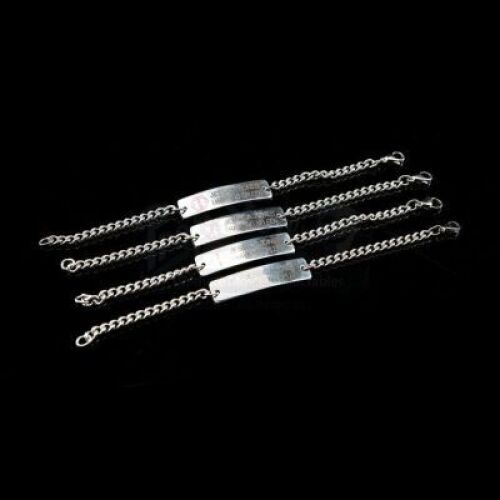 Lot # 413: MARVEL'S JESSICA JONES (TV SERIES) - Set of Four Heavyweight Prototypes of Jessica Jones' 'I Have No Spleen' Bracelet