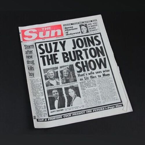 RUSH - Prototype Prop Edition of 'The Sun' Newspaper - Hunt & Burton Scandal (RP077)