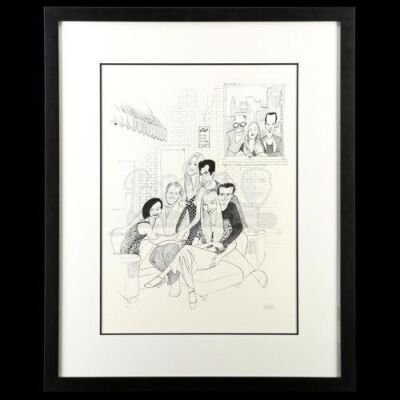 Lot # 32: FRIENDS - Framed Al Hirschfeld Cast and Producers Cartoon Lithograph (#22/100)