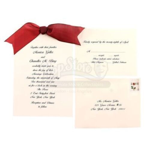 Lot # 42: FRIENDS - Monica Geller and Chandler Bing's Wedding Invitation Set