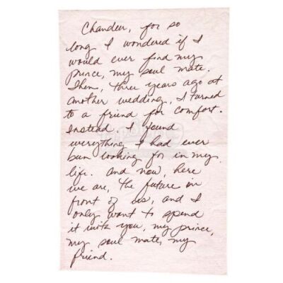 Lot # 58: FRIENDS - Studio-Edition Authorized Reproduction: Monica Geller's Wedding Vows
