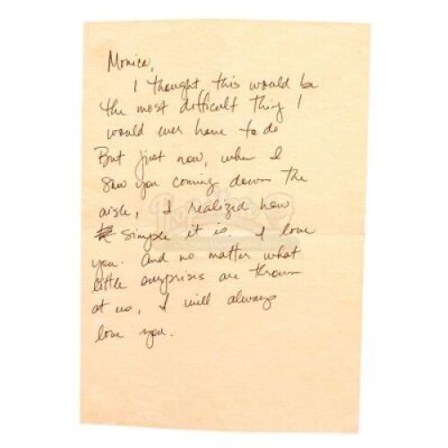 Lot # 64: FRIENDS - Studio-Edition Authorized Reproduction: Chandler Bing's Wedding Vows