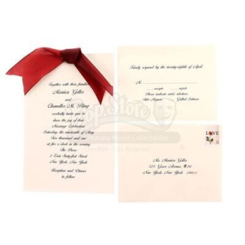 Lot # 68: FRIENDS - Monica Geller and Chandler Bing's Wedding Invitation Set