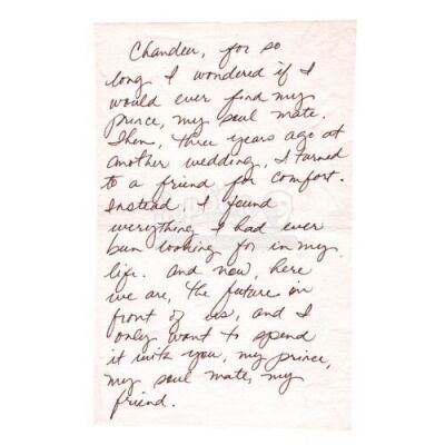 Lot # 88: FRIENDS - Studio-Edition Authorized Reproduction: Monica Geller's Wedding Vows