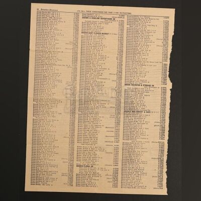 BACK TO THE FUTURE (1985) - Torn Phone Book Page with Dr. Brown's Contact Information