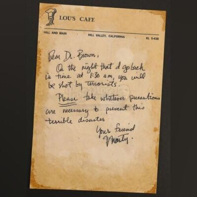BACK TO THE FUTURE (1985) - Marty McFly's (Michael J. Fox) Back-Up Letter to Dr. Brown (Christopher Lloyd)
