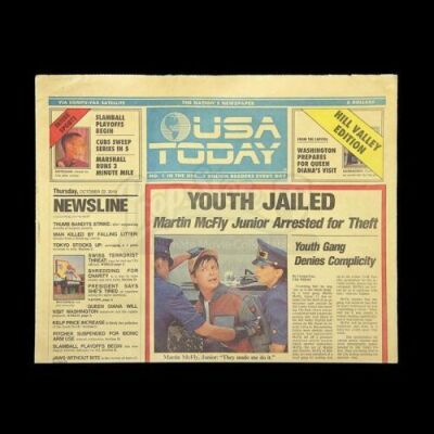 BACK TO THE FUTURE PART II (1989) - USA Today "Youth Jailed" Newspaper