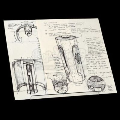 BLADE RUNNER (1982) - Syd Mead Hand-Drawn 'Kiosk' Concept Artwork with Descriptions