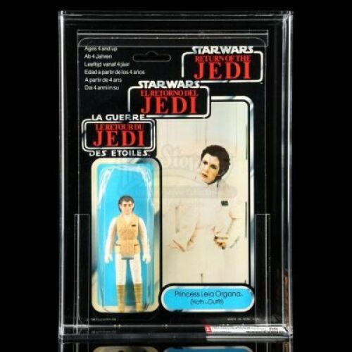 Lot # 69: UK Tri-Logo Princess Leia Organa (Hoth Outfit) ROTJ79B AFA 50Y