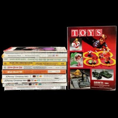 Lot # 83: Nine Vintage Christmas Catalogs and Three Mini Catalogs