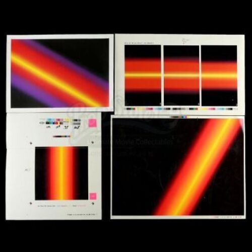 Lot # 162: Three Lightsaber Blade Background Cardback Cromalins with Print