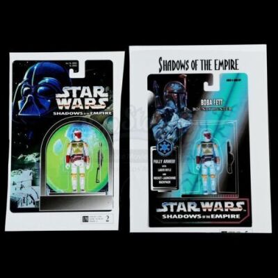 Lot # 167: Two Unproduced Boba Fett Bounty Hunter Cardback Concept Prints