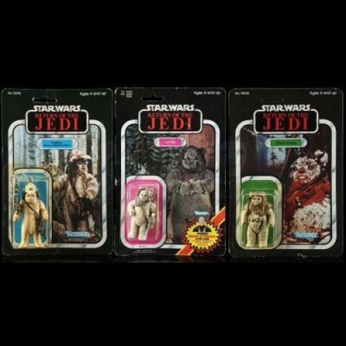 Lot # 267: Chief Chirpa ROTJ65A, Lumat ROTJ79C, and Logray (Ewok Medicine Man) ROTJ65A [Kazanjian Collection]